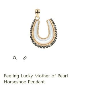 Feeling Lucky Mother of Pearl Horseshoe Pendant - Gold with Black Accents